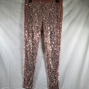 Nwt Joyfolie Girls Size 10 Pink Sequin Velour Kids Leggings Pants